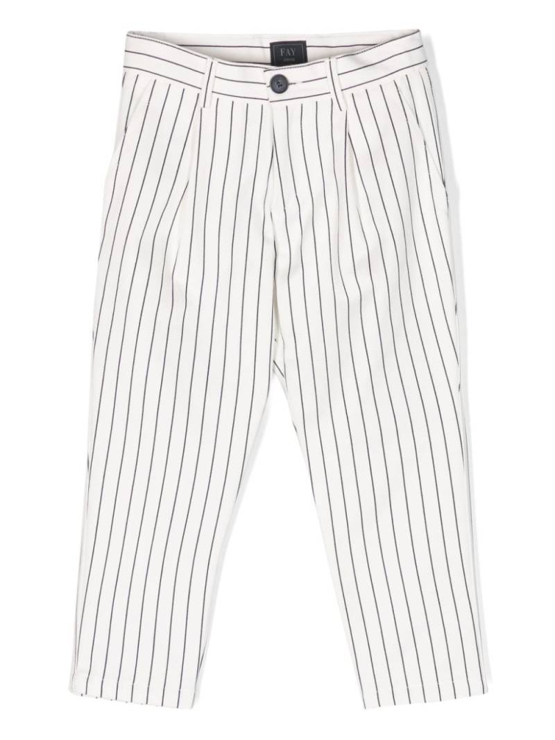 Fay Kids striped tapered cotton trousers - White von Fay Kids