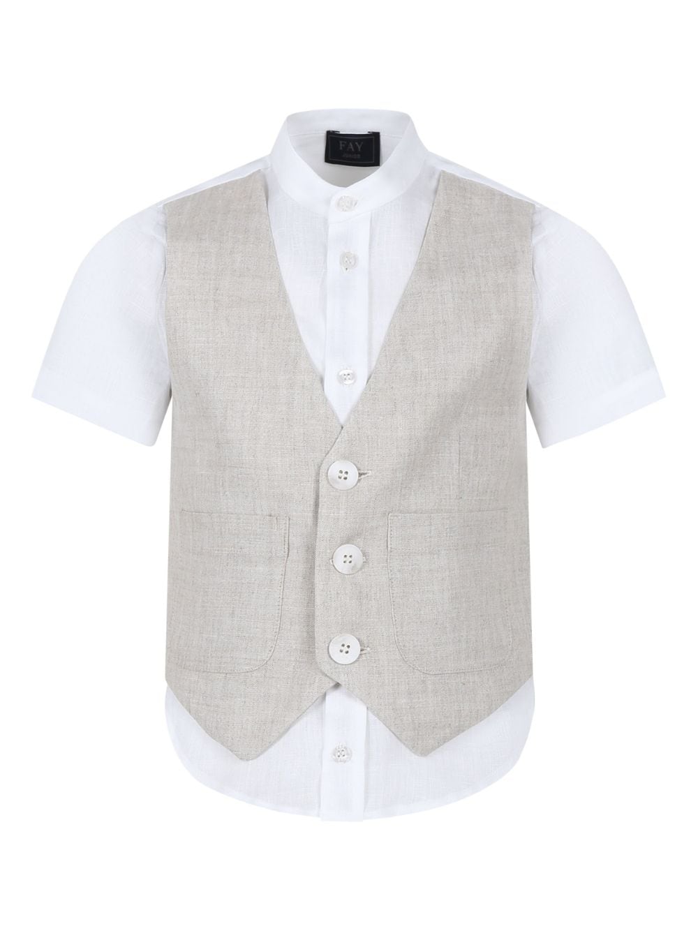 Fay Kids waistcoat-panel linen shirt - White von Fay Kids