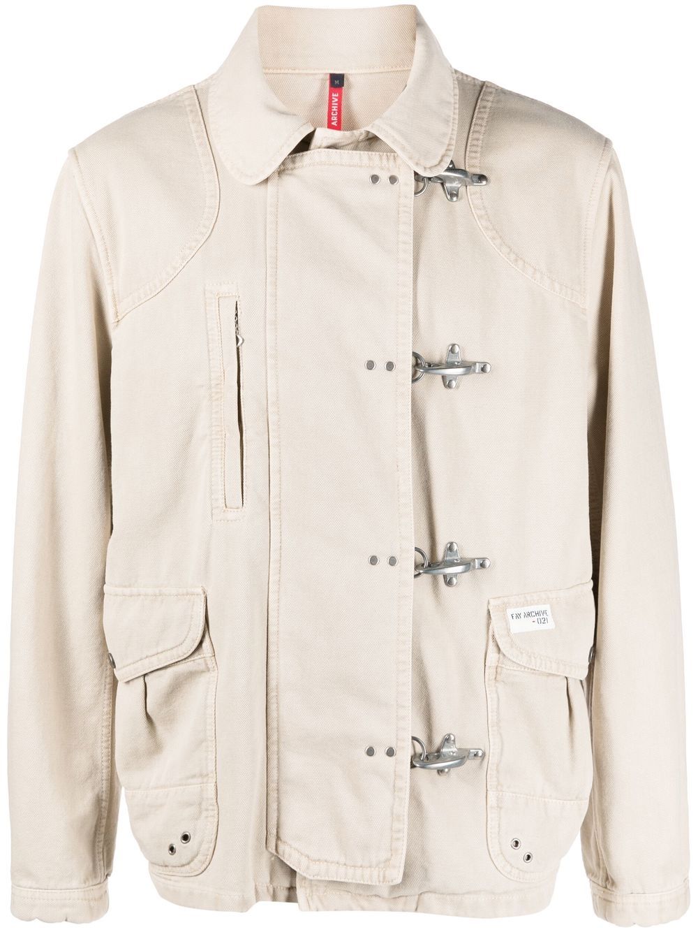 Fay clip-fastening cotton jacket - Neutrals von Fay