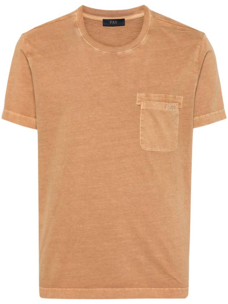 Fay embroidered-logo cotton T-shirt - Brown von Fay