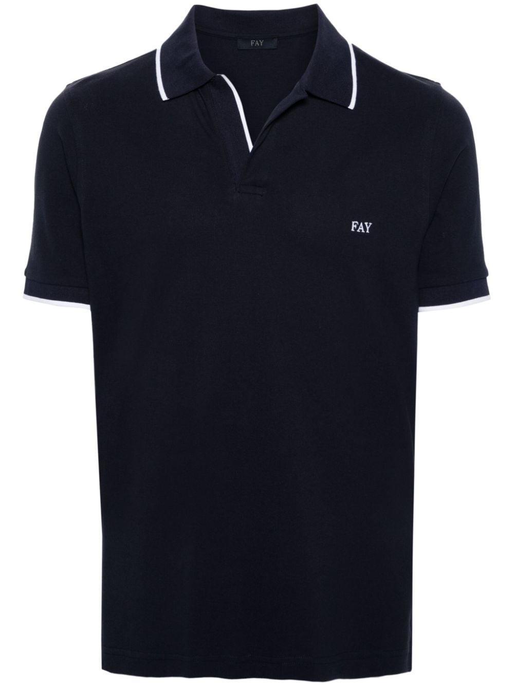 Fay logo-embroidered cotton polo shirt - Blue von Fay