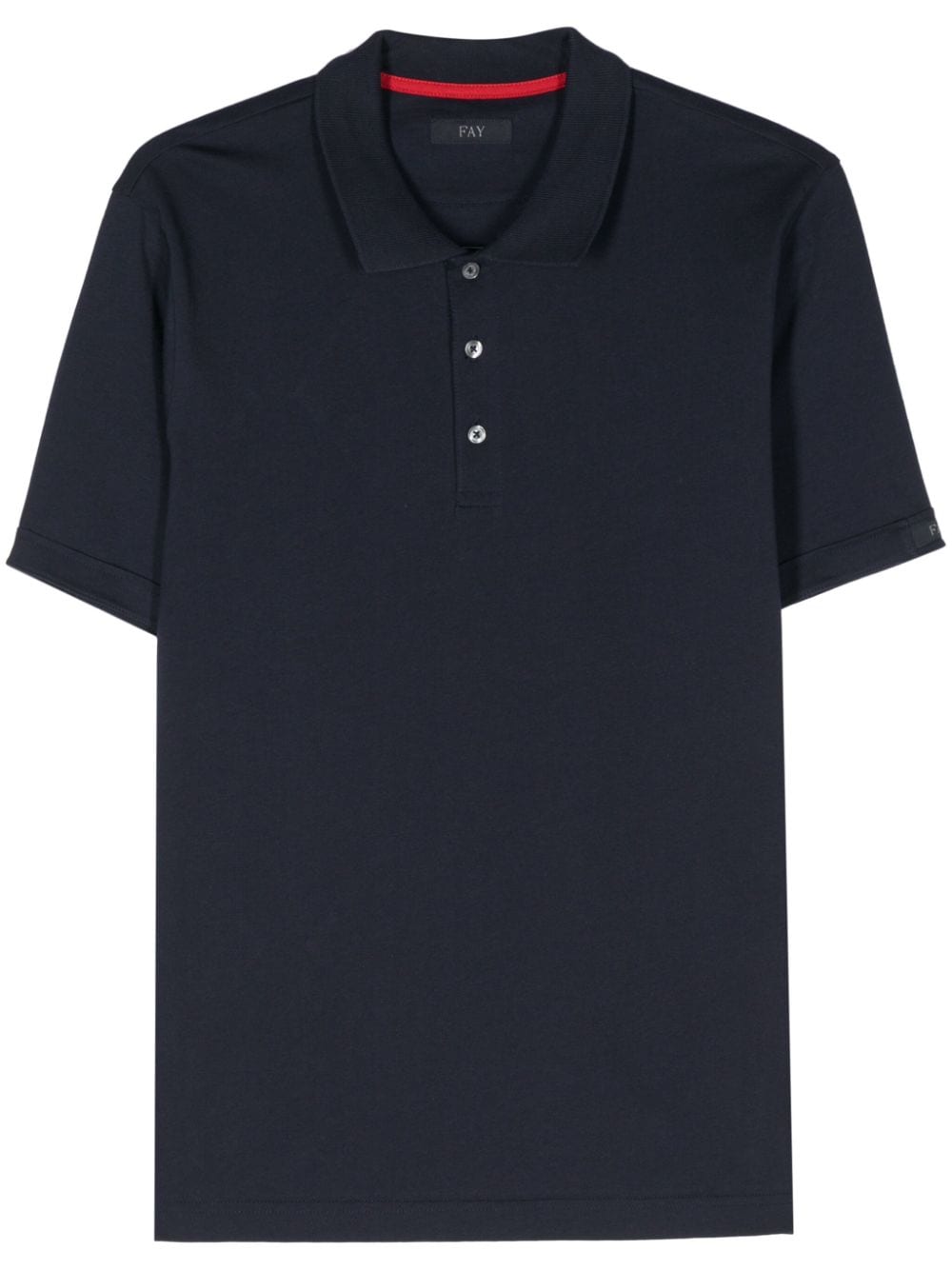 Fay logo-patch cotton polo shirt - Blue