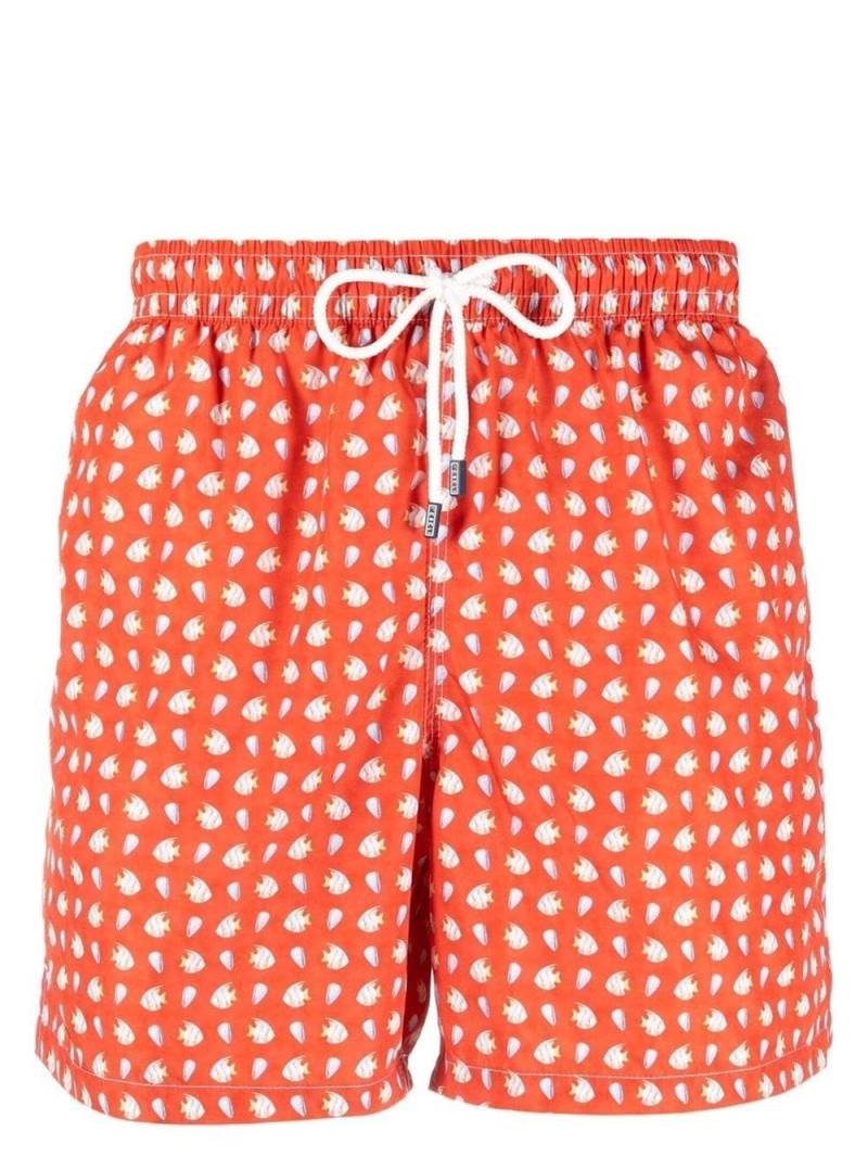Fedeli Madeira fish-print swim shorts - Orange von Fedeli