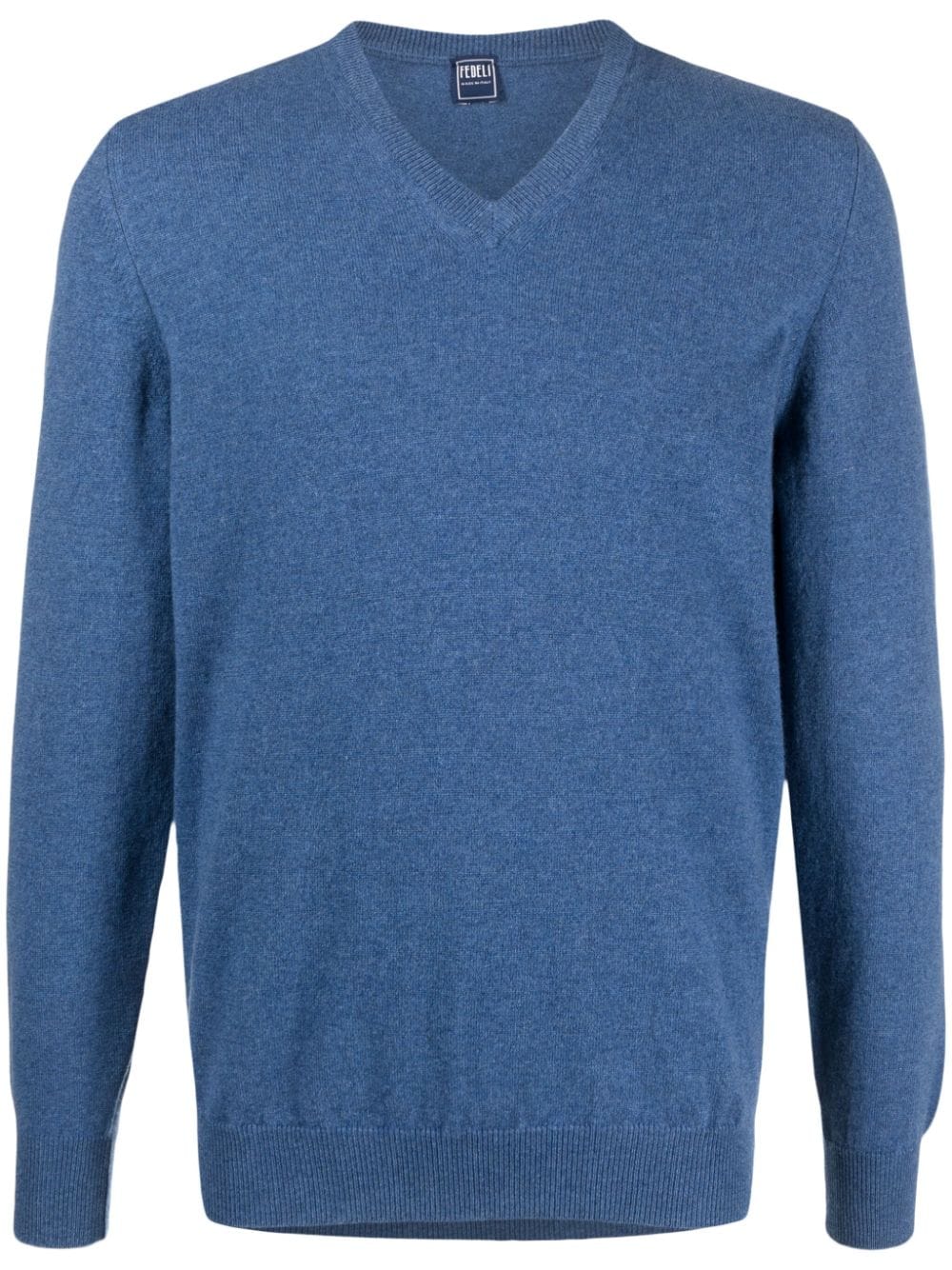 Fedeli V-neck.cashmere jumper - Blue von Fedeli