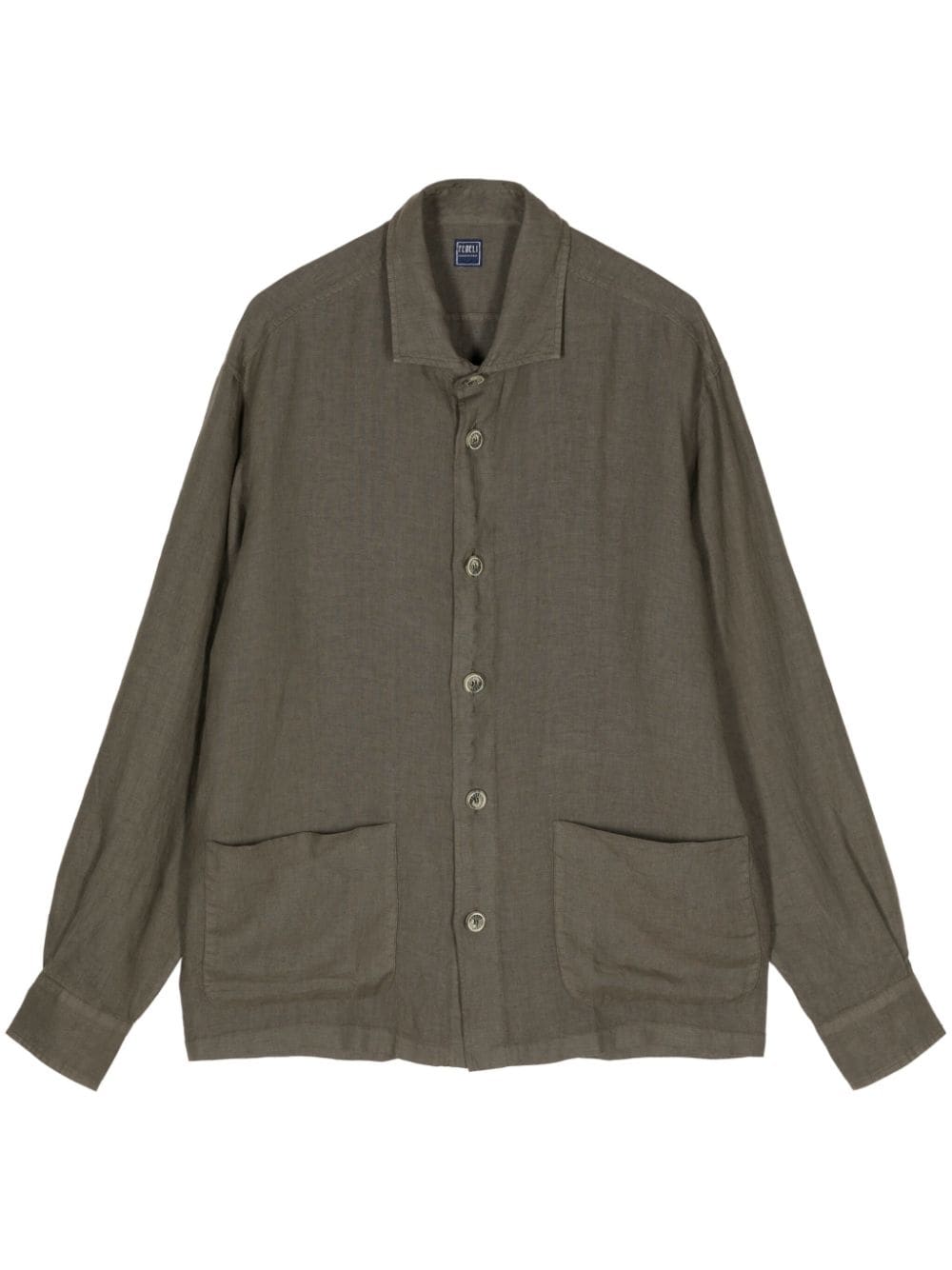 Fedeli button-up linen shirt - Green von Fedeli