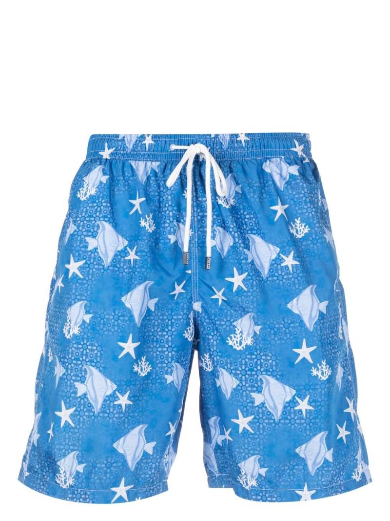 Fedeli fish-pattern swim shorts - Blue von Fedeli