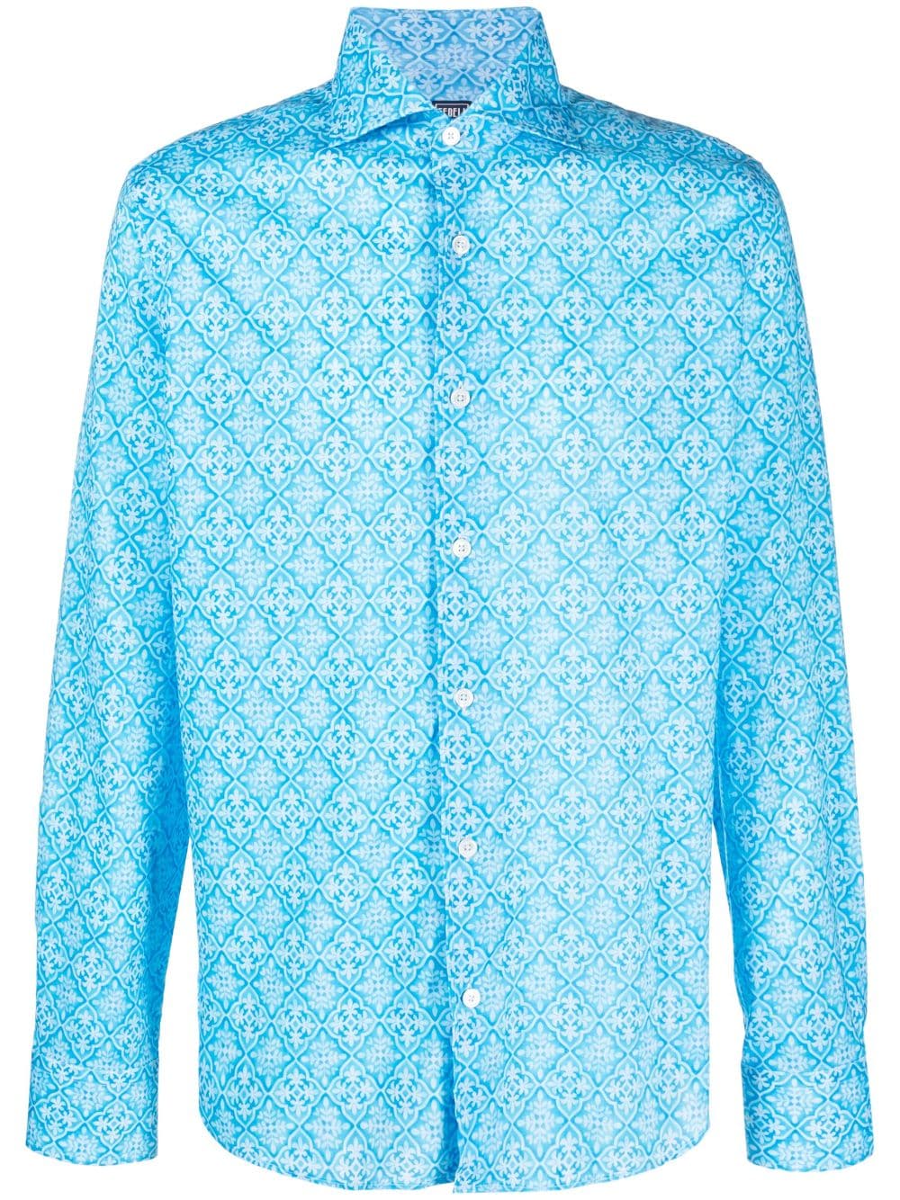 Fedeli graphic-print cotton shirt - Blue von Fedeli