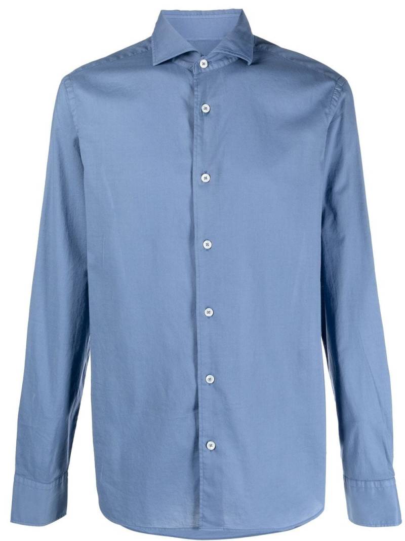 Fedeli long-sleeve stretch-cotton shirt - Blue von Fedeli