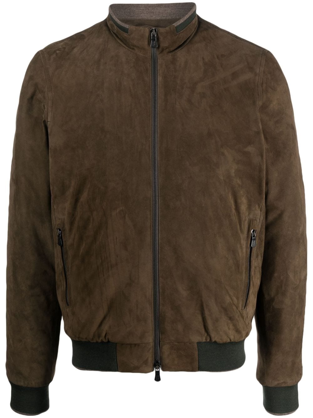 Fedeli mock-neck suede bomber jacket - Green von Fedeli