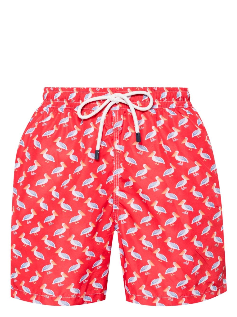 Fedeli pelican-print drawstring swim shorts - Red von Fedeli