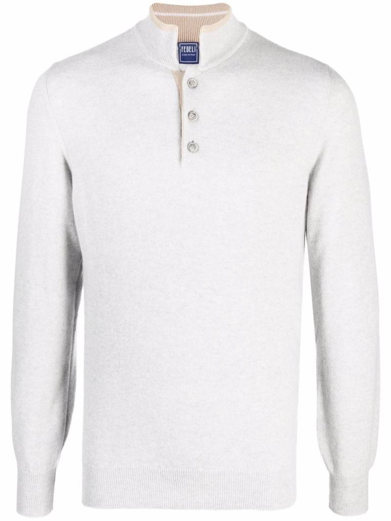 Fedeli stand-up collar polo shirt - Grey von Fedeli