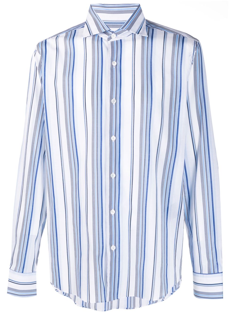 Fedeli vertical-stripe long-sleeve shirt - Blue von Fedeli