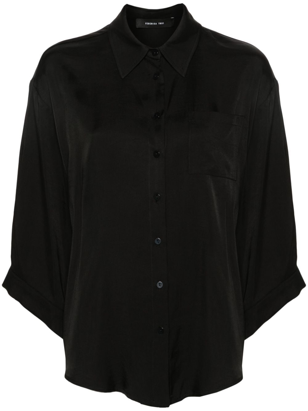 Federica Tosi box-pleat-detail twill shirt - Black von Federica Tosi