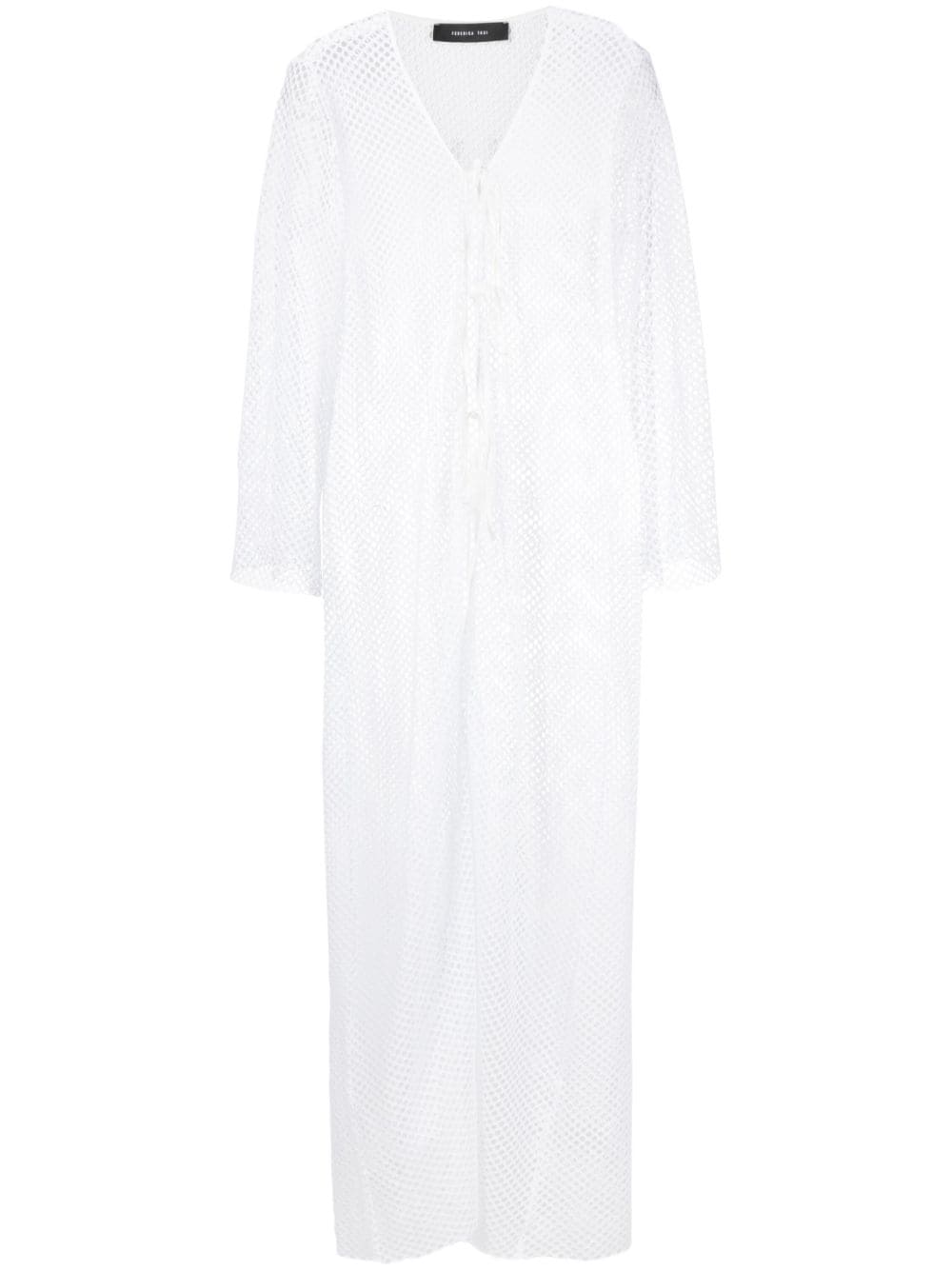 Federica Tosi open-knit front-tie dress - White von Federica Tosi