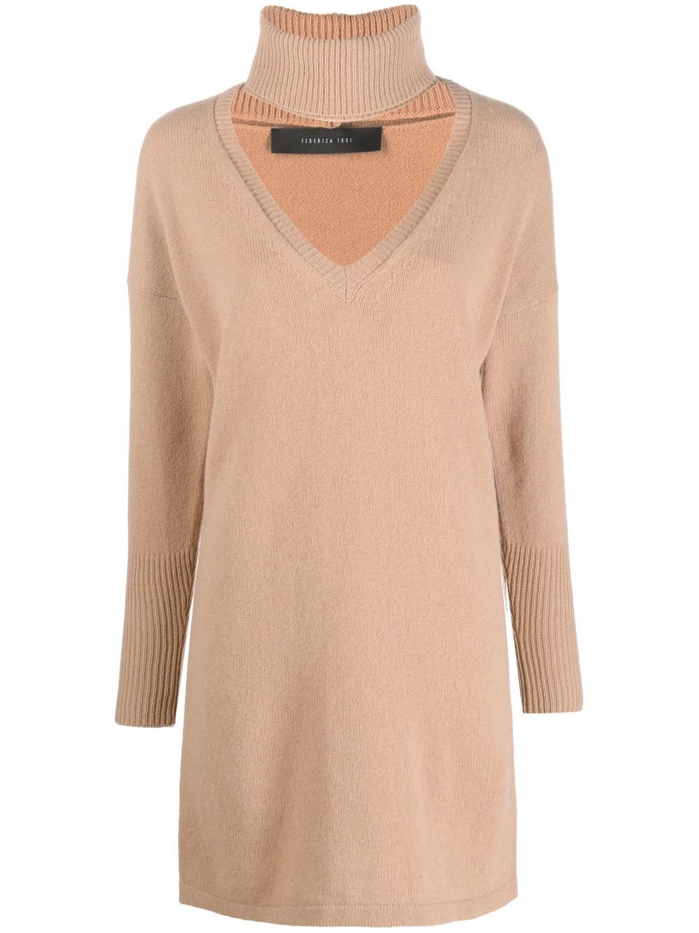 Federica Tosi roll-neck detail knit jumper - Brown von Federica Tosi