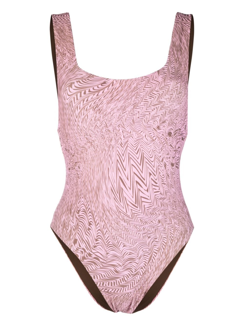 Federica Tosi zigzag-print reversible swimsuit - Pink von Federica Tosi