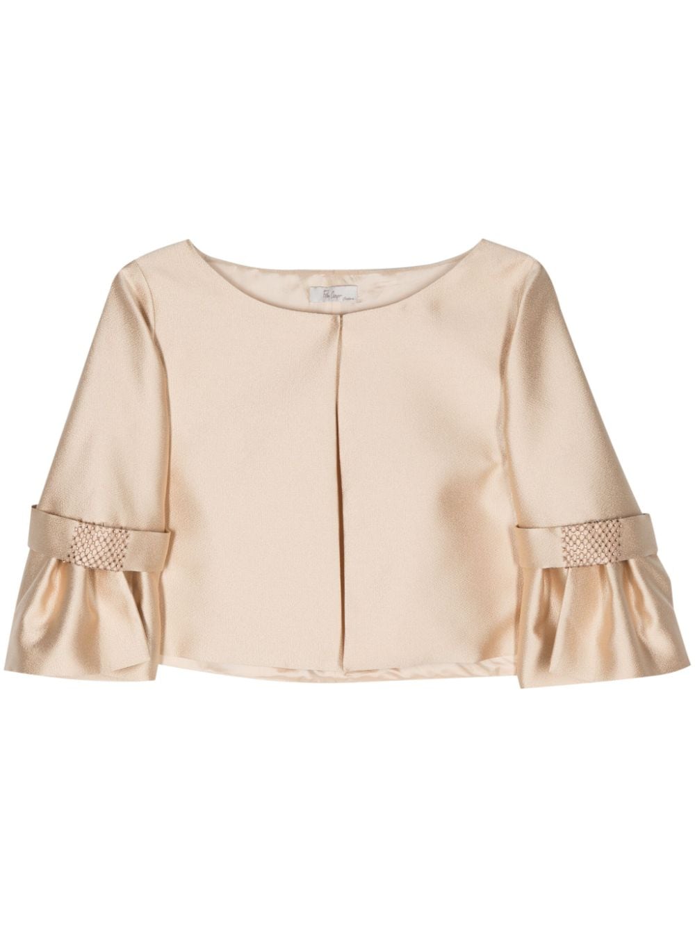 Fely Campo crystal-embellishment silk cropped jacket - Gold