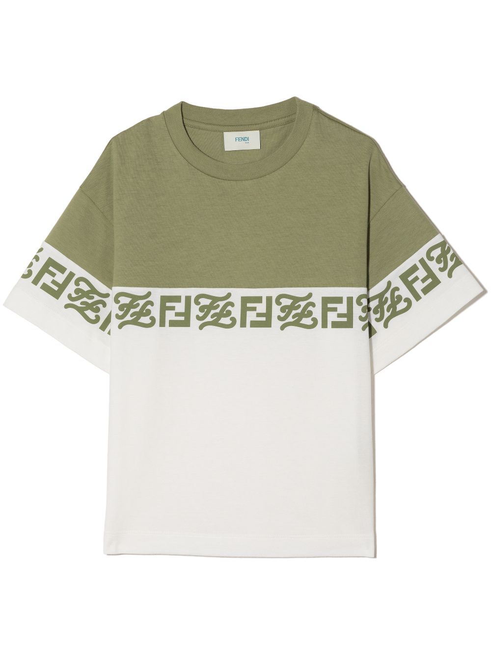 Fendi Kids TEEN two-tone logo-print T-shirt - Green von Fendi Kids