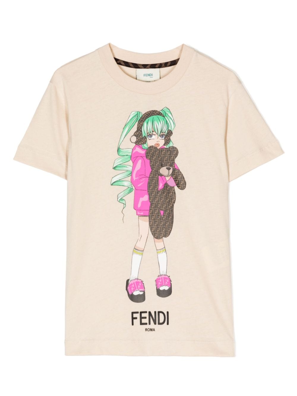 Fendi Kids cartoon-print cotton T-shirt - Brown von Fendi Kids