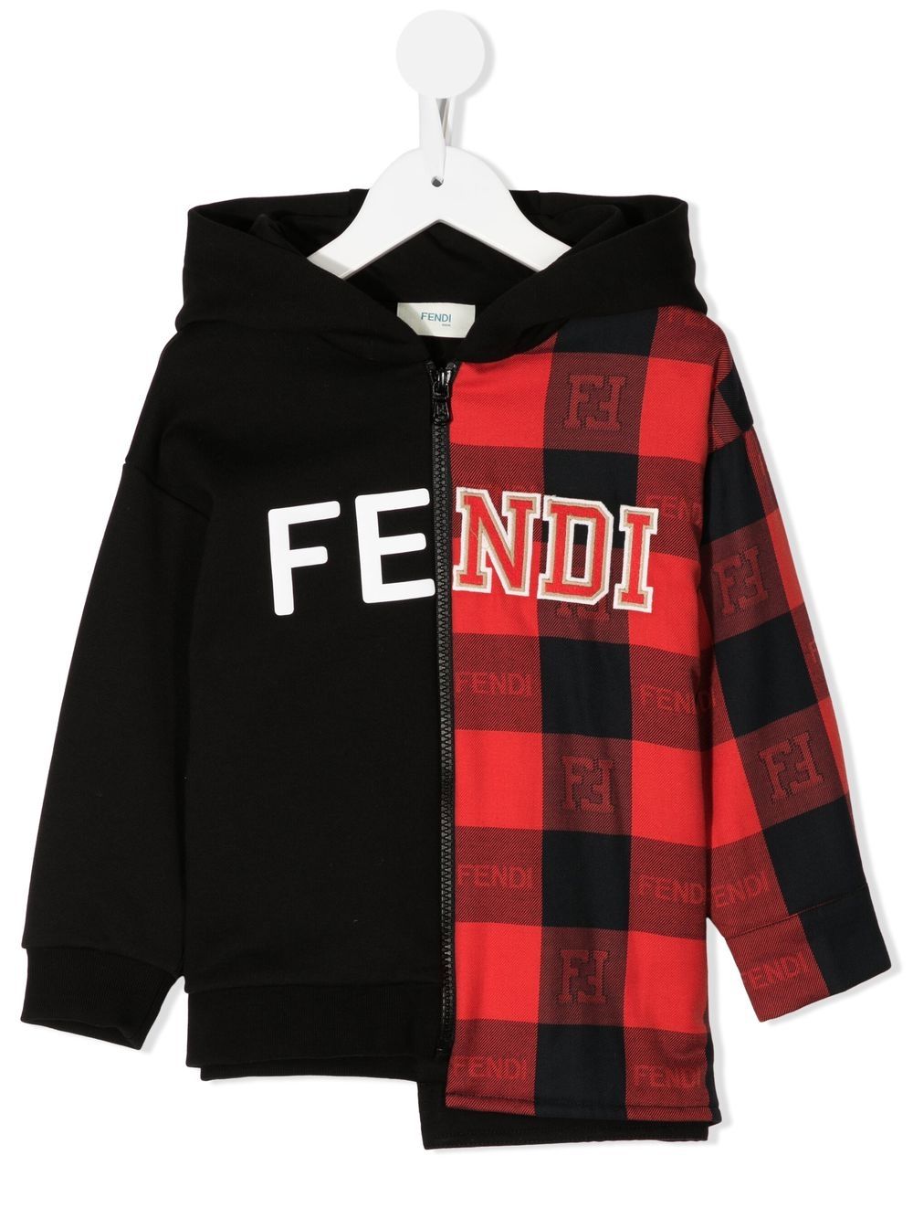 Fendi Kids contrasting-panel zip-up hoodie - Black von Fendi Kids