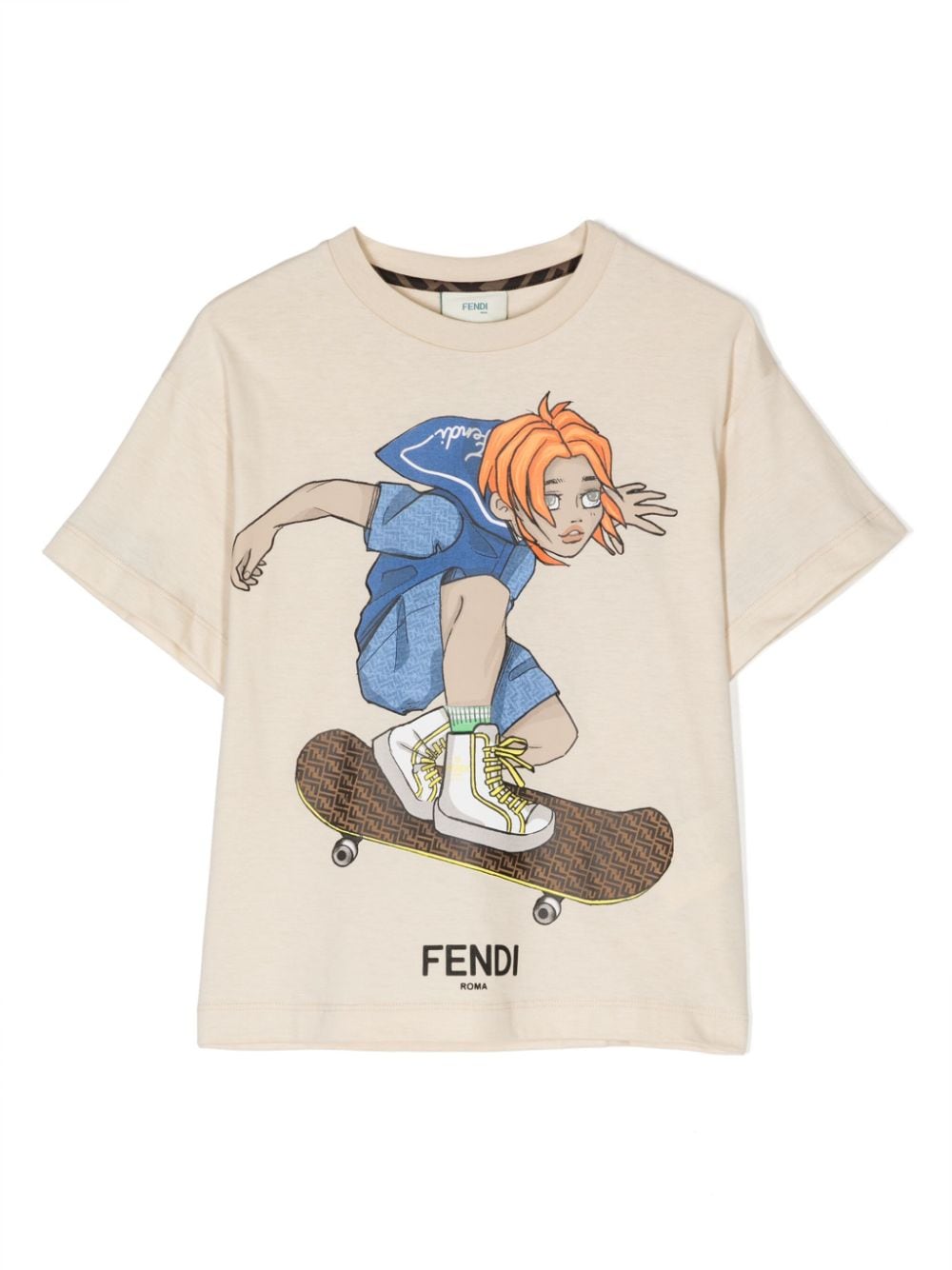 Fendi Kids graphic-print cotton T-shirt - Brown von Fendi Kids