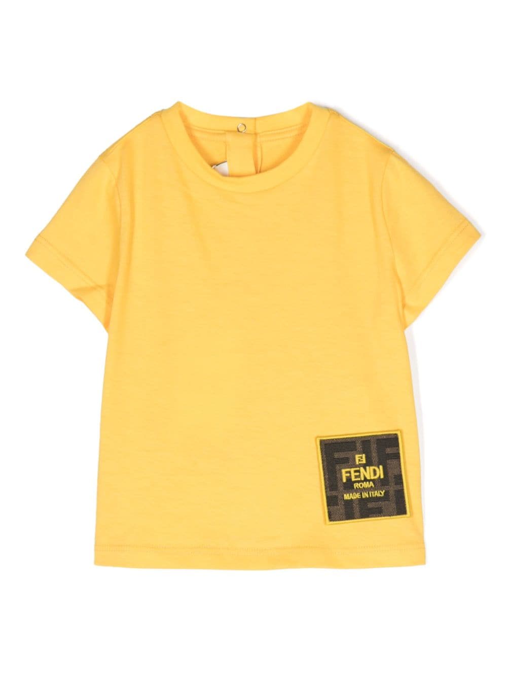 Fendi Kids logo-patch cotton T-shirt - Yellow von Fendi Kids