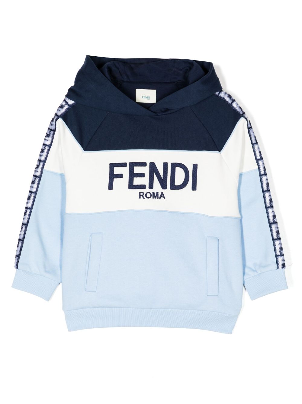 Fendi Kids logo-print colour-block hoodie - Blue von Fendi Kids