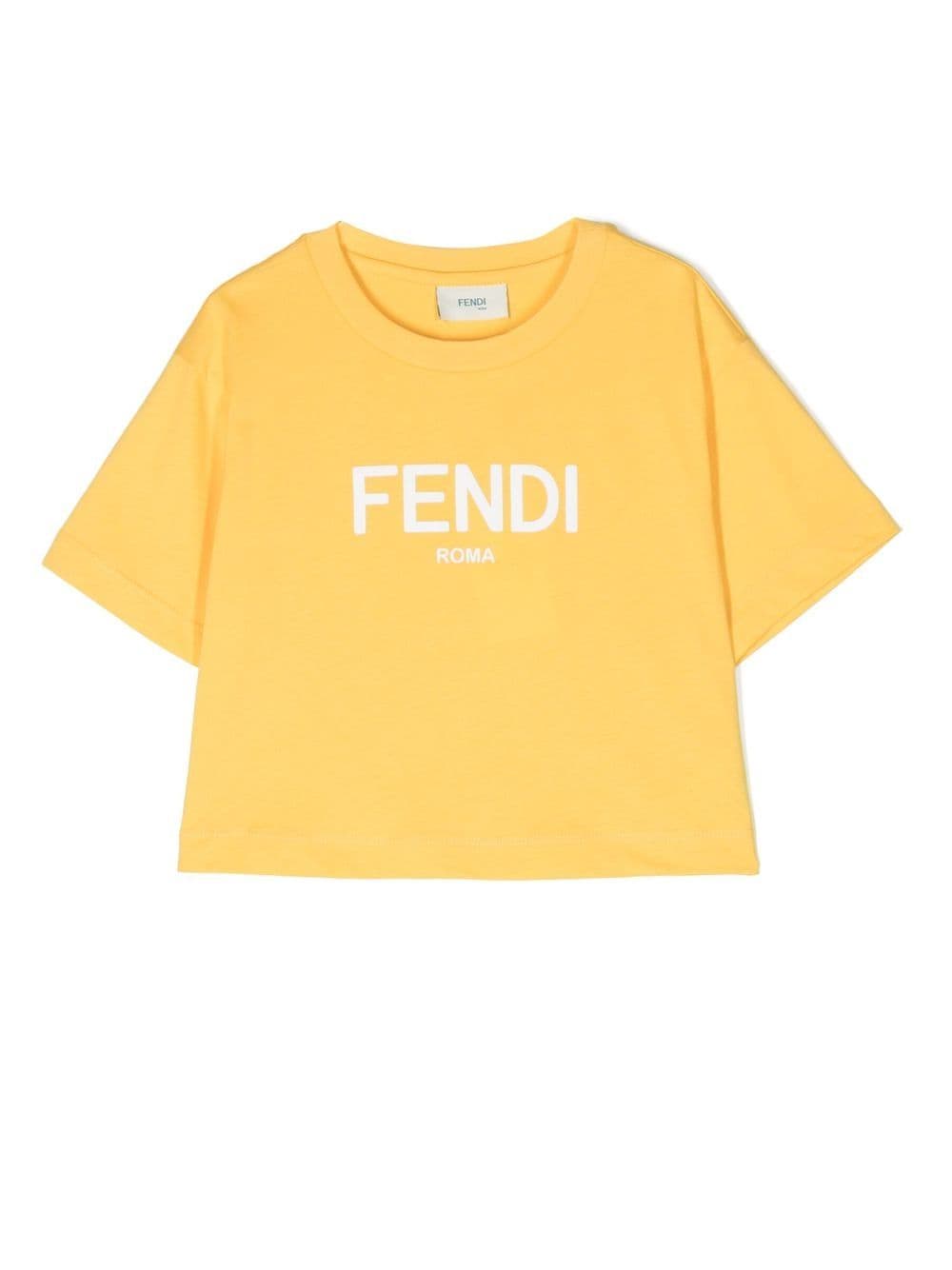 Fendi Kids logo-print detail T-shirt - Yellow von Fendi Kids