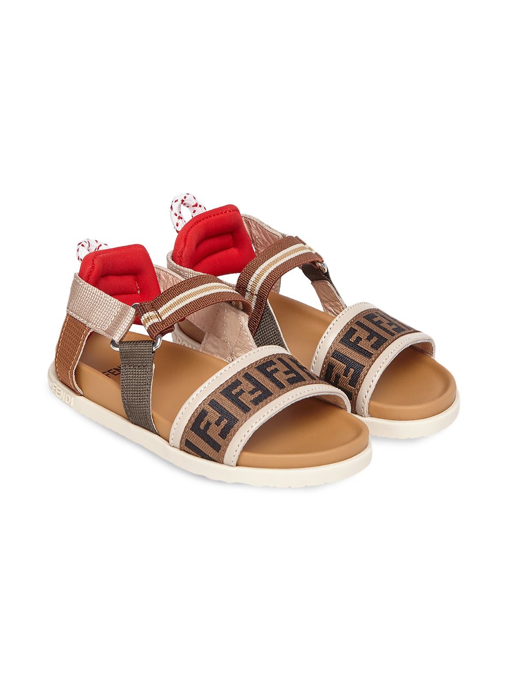 Fendi Kids logo-print touch-strap sandals - Brown von Fendi Kids