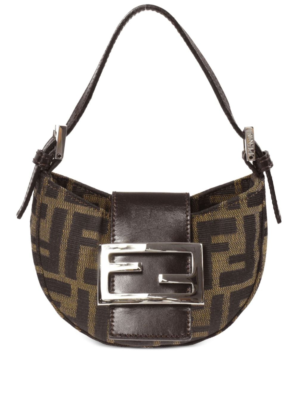 Fendi Pre-Owned 1990-2000 Zucca mini FF plaque handbag - Brown von Fendi Pre-Owned