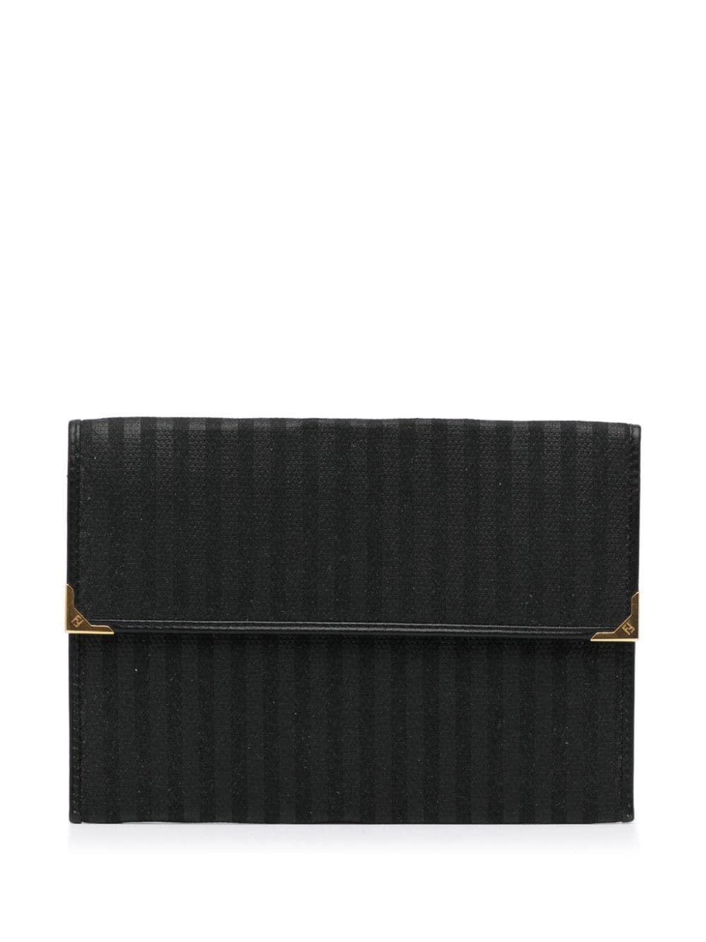Fendi Pre-Owned Pequin Stripe canvas clutch bag - Black von Fendi Pre-Owned