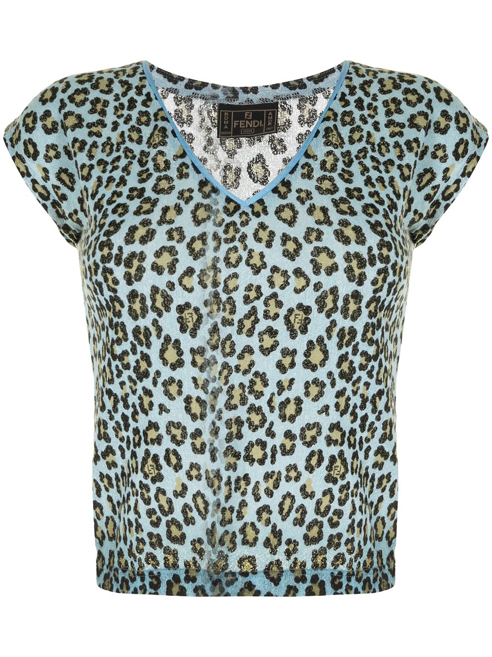 Fendi Pre-Owned 1990s leopard print V-neck T-shirt - Multicolour von Fendi Pre-Owned