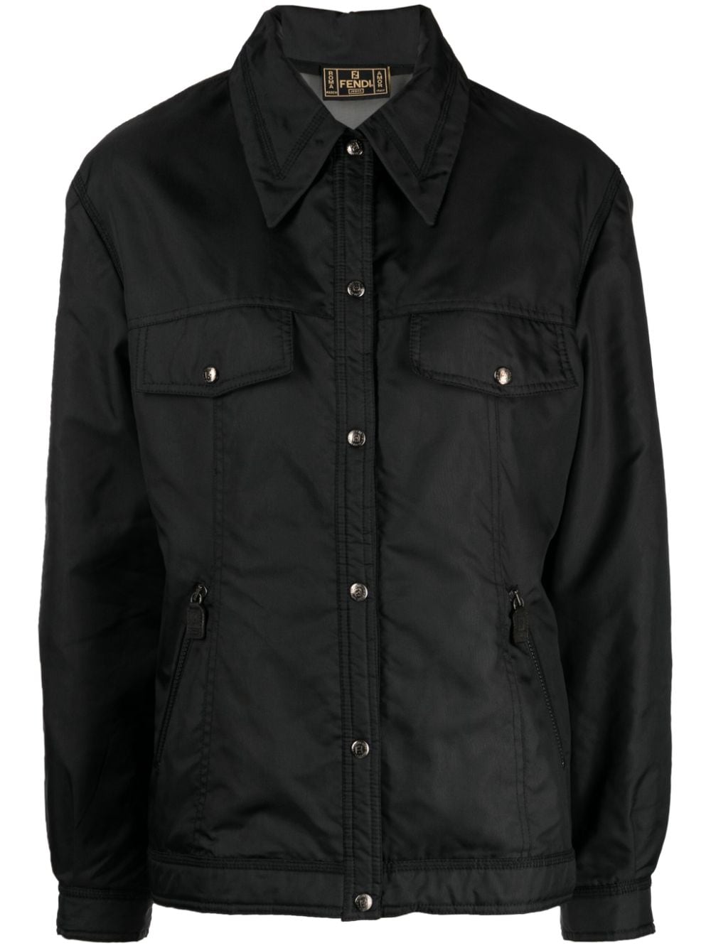 Fendi Pre-Owned mesh-panelled logo-patch jacket - Black von Fendi Pre-Owned