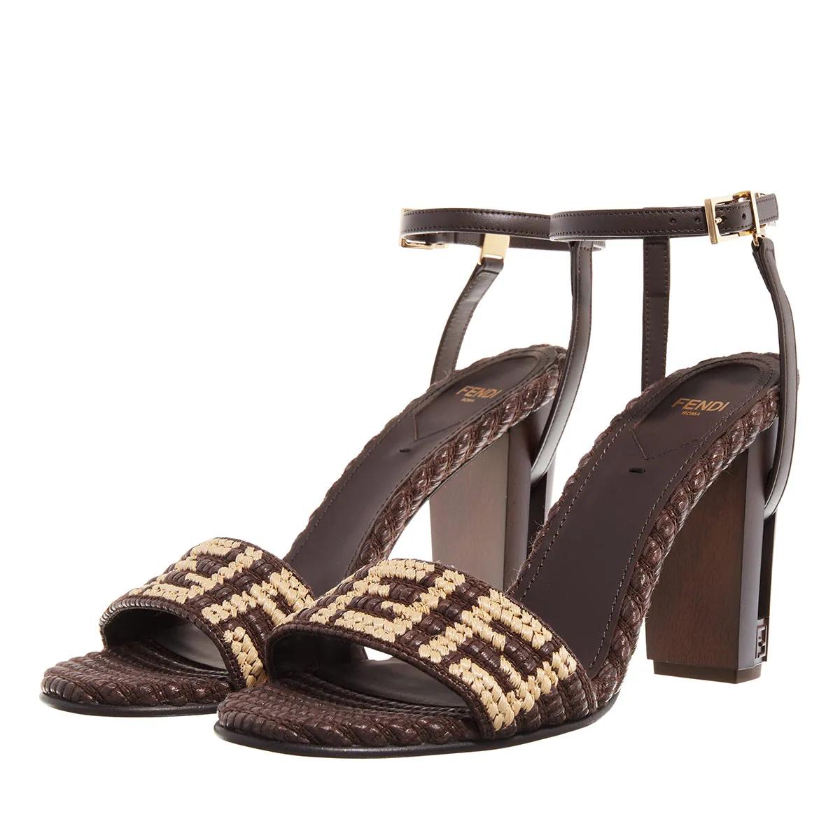 Fendi Hohe Schuhe - Delfina Raffia Sandles - Gr. 39 (EU) - in Braun - für Damen von Fendi