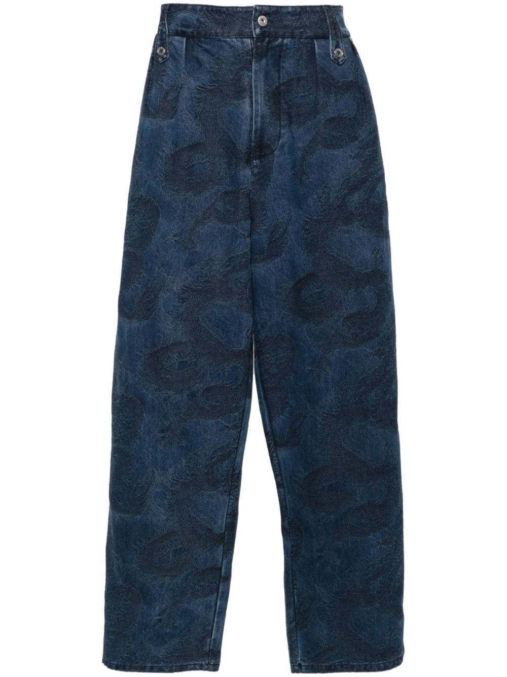 Feng Chen Wang Dragon-jacquard wide-leg jeans - Blue von Feng Chen Wang