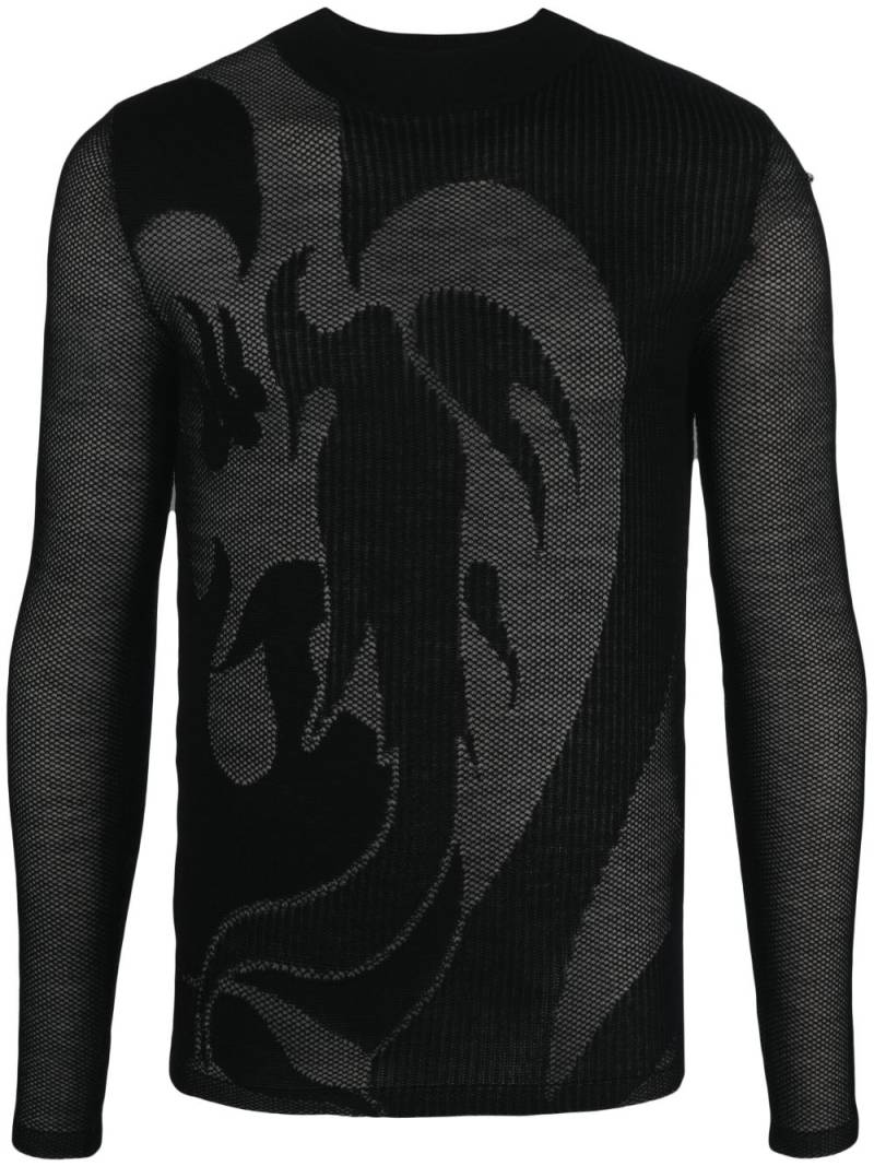 Feng Chen Wang Phoenix sheer jacquard-knit jumper - Black von Feng Chen Wang