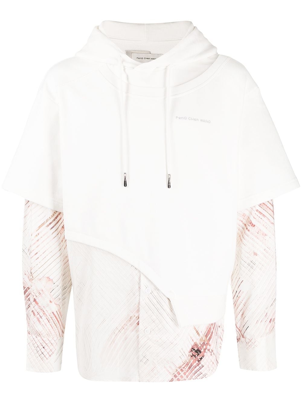 Feng Chen Wang layered-effect drawstring hoodie - White von Feng Chen Wang