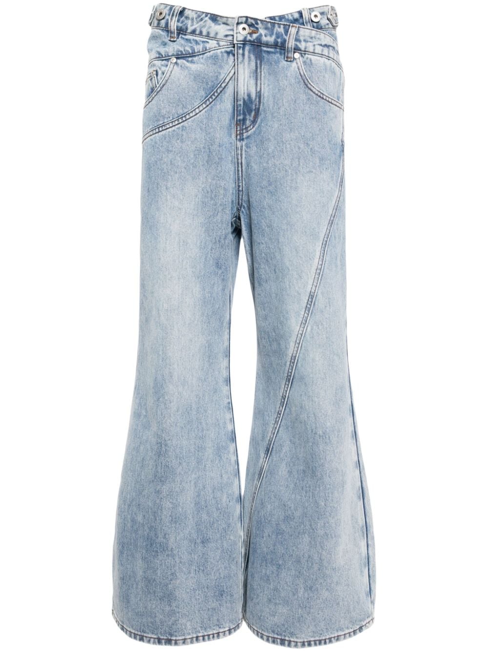 Feng Chen Wang crossover waistband wide-leg jeans - Blue von Feng Chen Wang