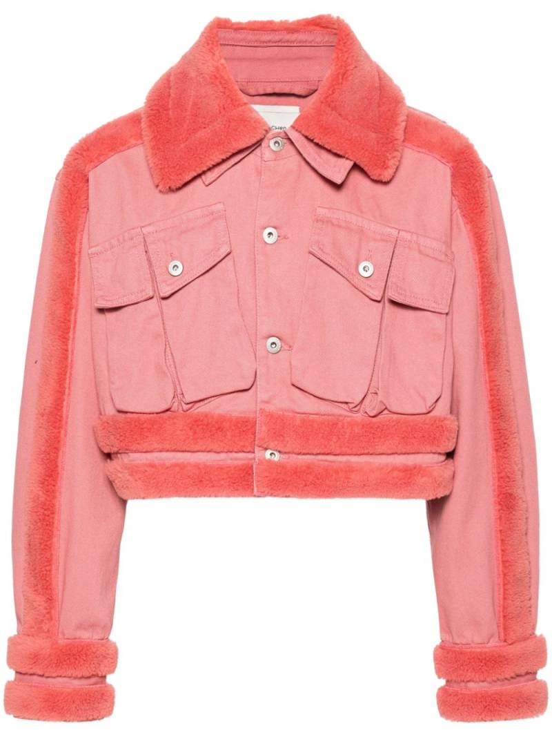 Feng Chen Wang faux-shearling denim jacket - Pink von Feng Chen Wang