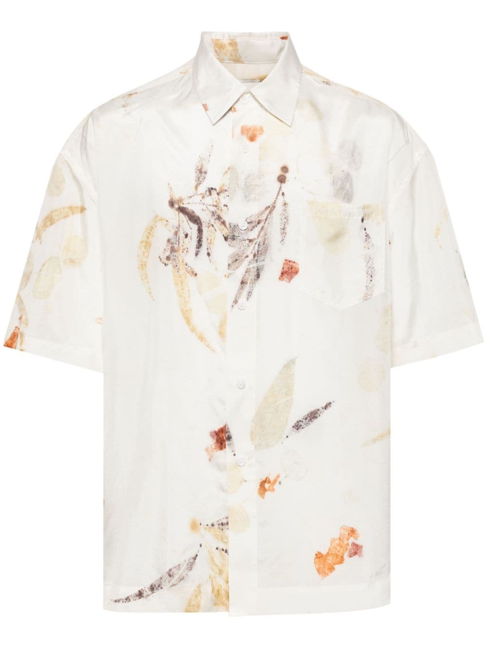 Feng Chen Wang leaf-print silk shirt - White von Feng Chen Wang