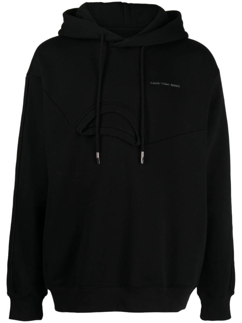 Feng Chen Wang logo-embroidered layered-detail hoodie - Black von Feng Chen Wang