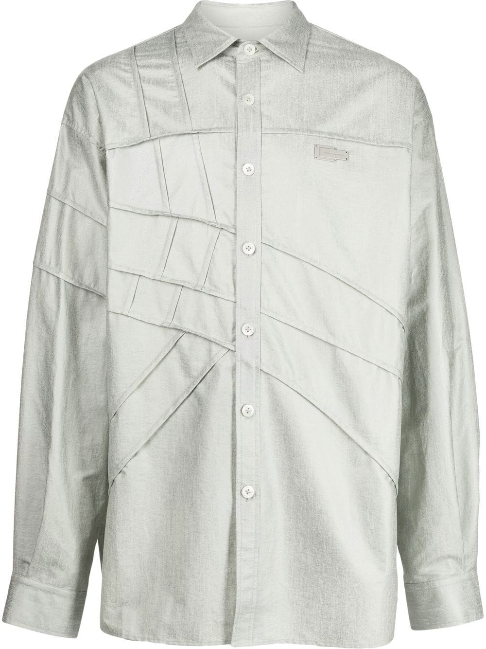 Feng Chen Wang logo-plaque cotton-blend shirt - Grey von Feng Chen Wang