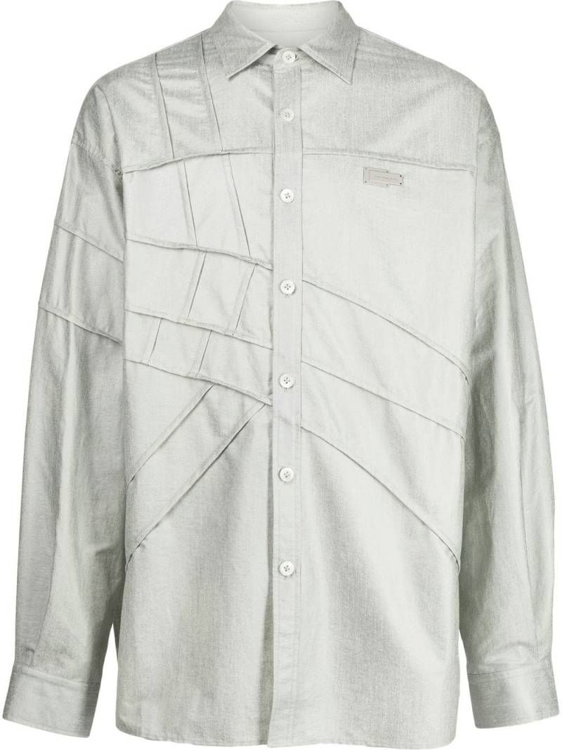 Feng Chen Wang logo-plaque cotton-blend shirt - Grey von Feng Chen Wang