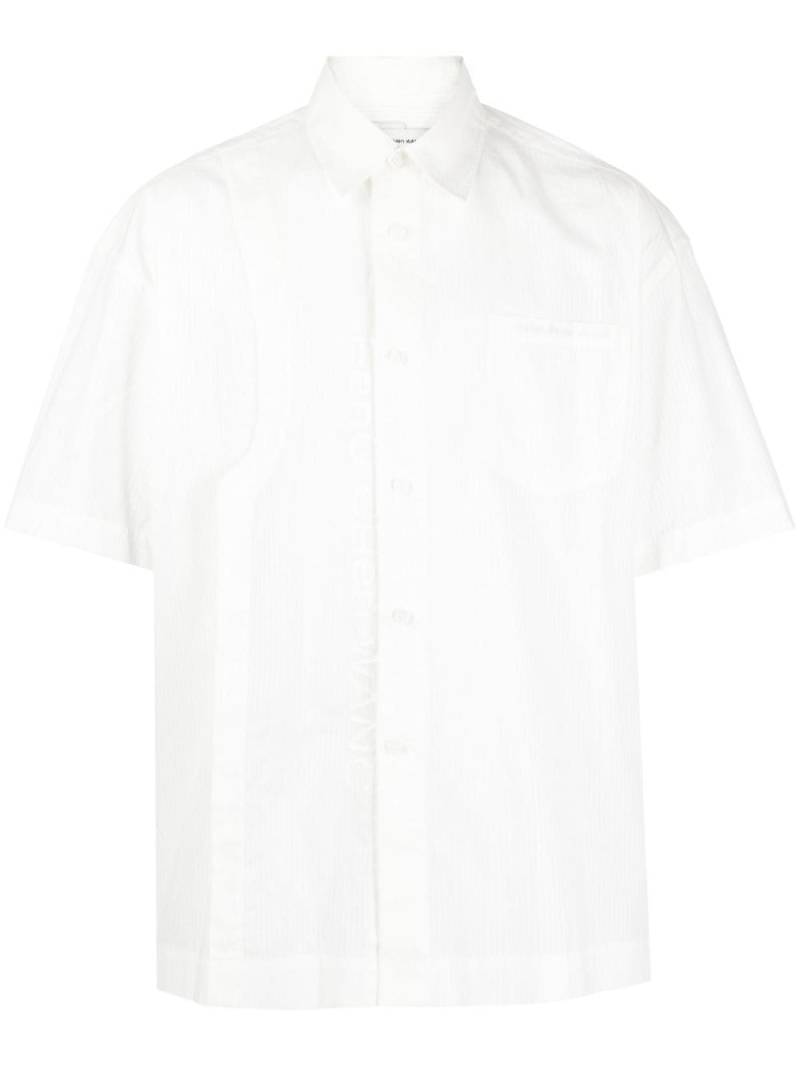 Feng Chen Wang logo-print striped cotton shirt - White von Feng Chen Wang