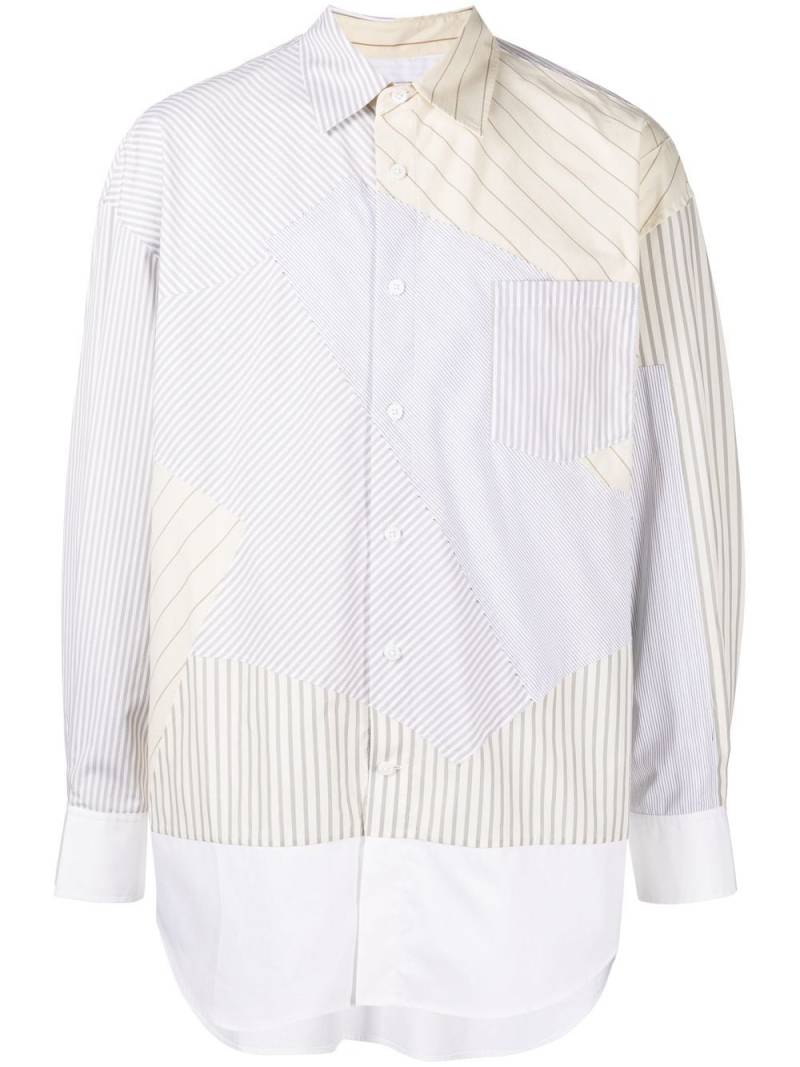 Feng Chen Wang long-sleeve patchwork shirt - Neutrals von Feng Chen Wang