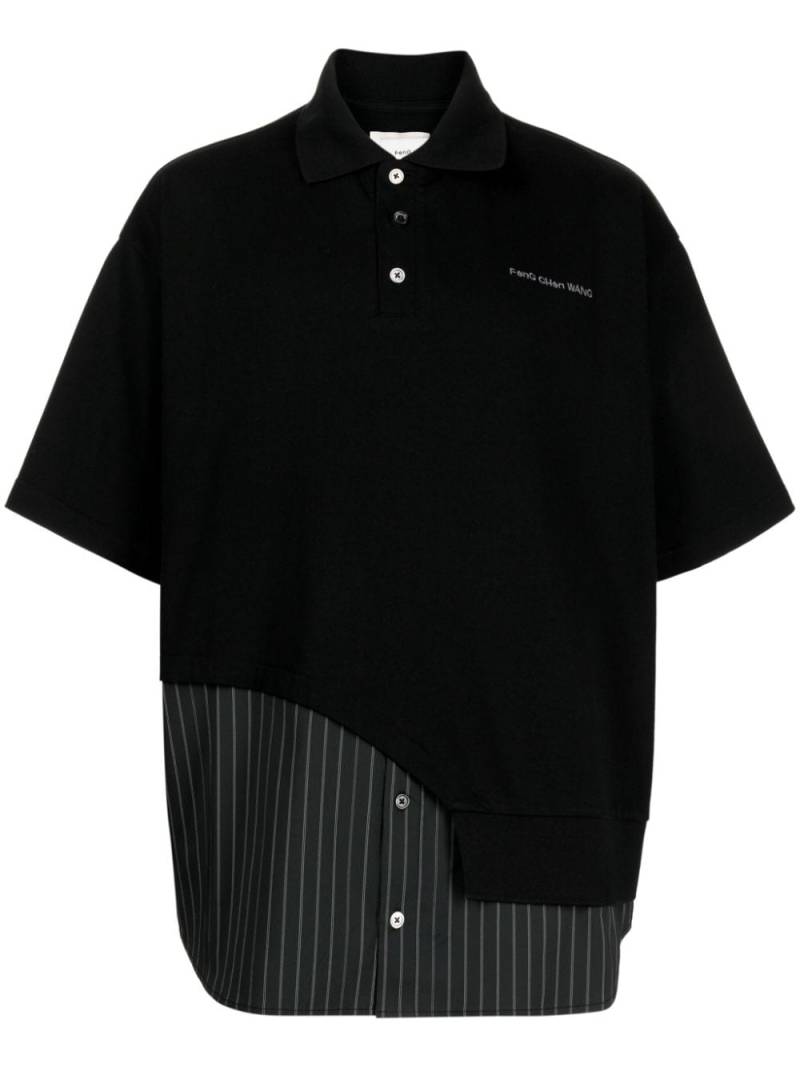 Feng Chen Wang panelled cotton polo shirt - Black von Feng Chen Wang