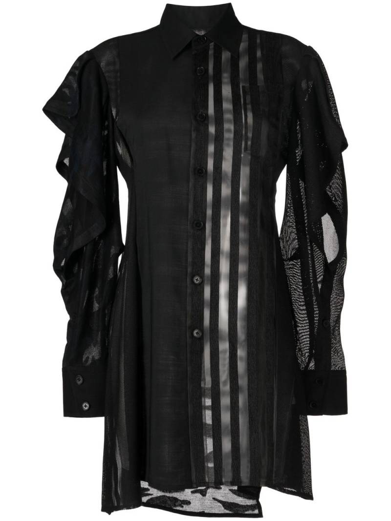 Feng Chen Wang patchwork mesh shirt dress - Black von Feng Chen Wang