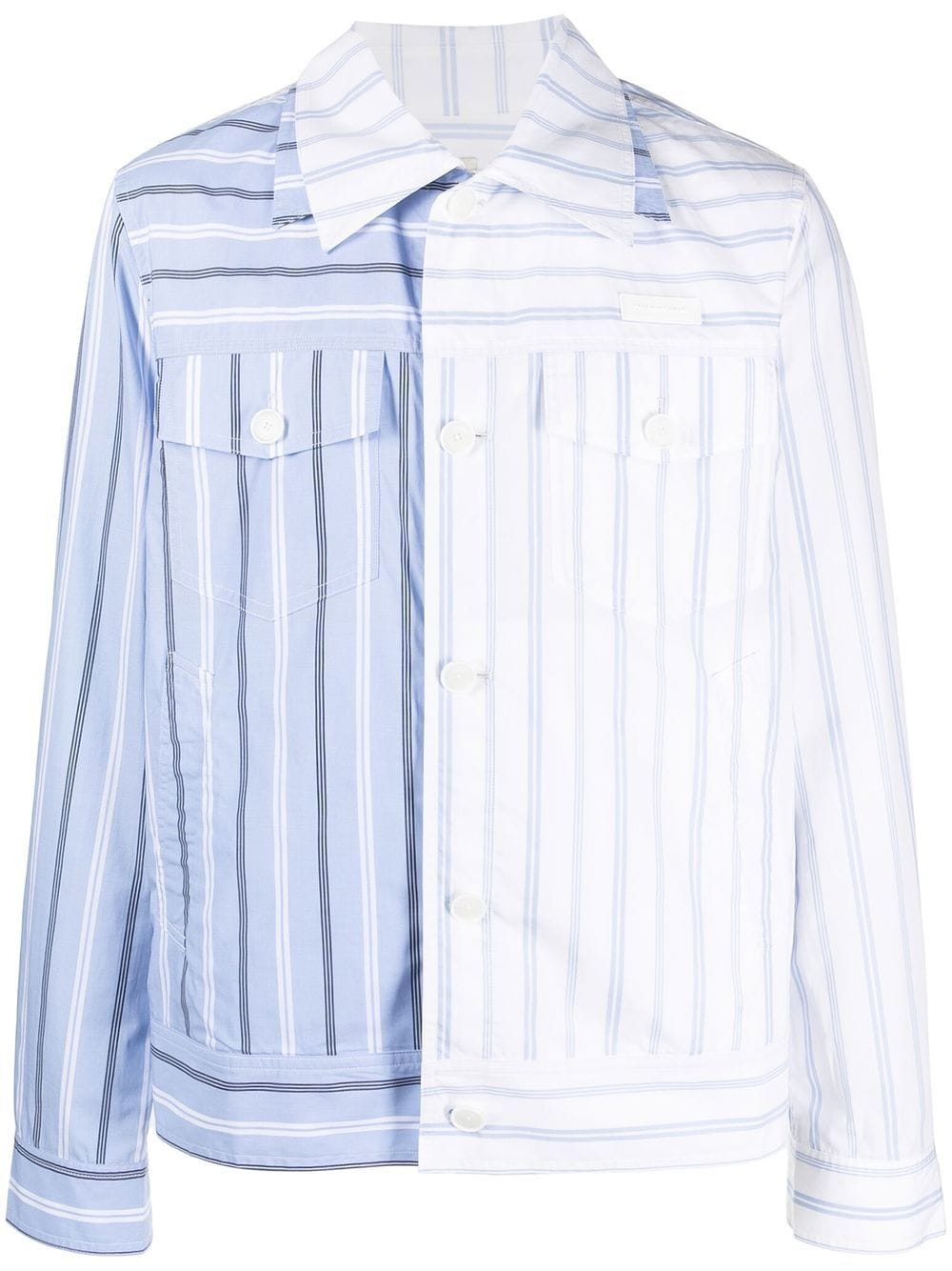 Feng Chen Wang pinstripe two-tone shirt - Blue von Feng Chen Wang