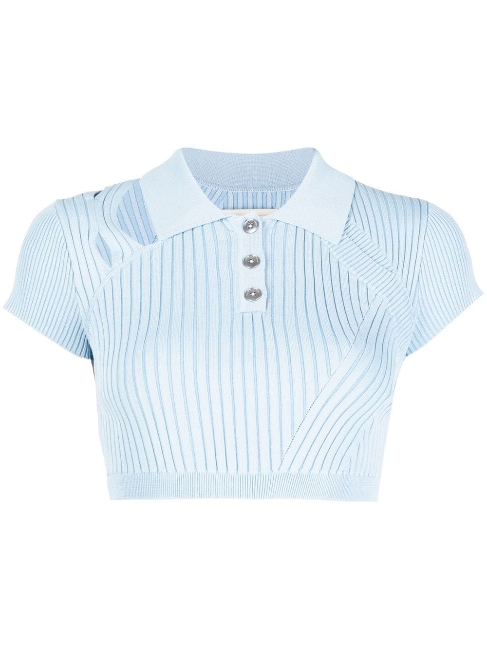 Feng Chen Wang ribbed cropped polo top - Blue von Feng Chen Wang