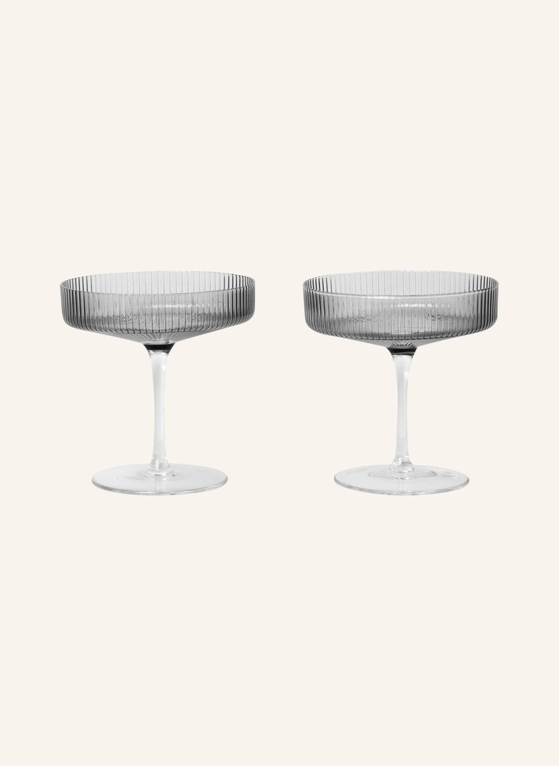 Ferm Living 2er-Set Champagnergläser Ripple grau von Ferm LIVING